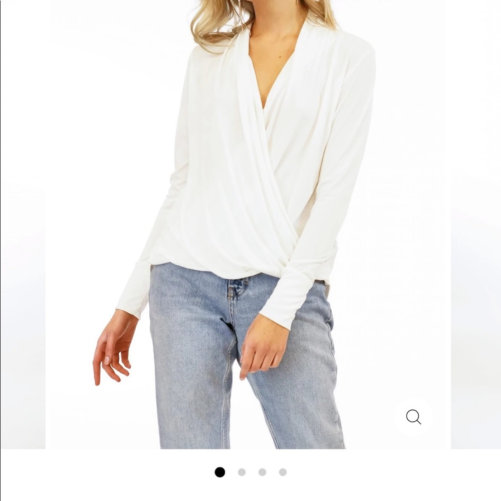 Veronica M off white cupro drape surplice top, size small